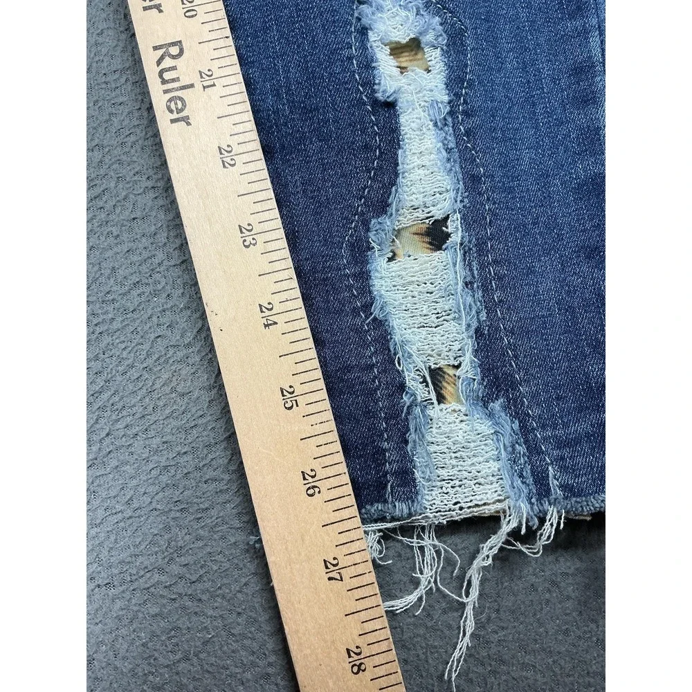 Judy Blue Jeans Womens‎ 11/30 Blue Medium Skinny Distressed Animal Print Denim